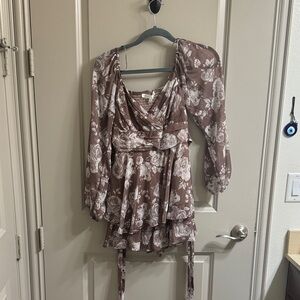 Altar'd State Chocolate Floral Wrap Romper